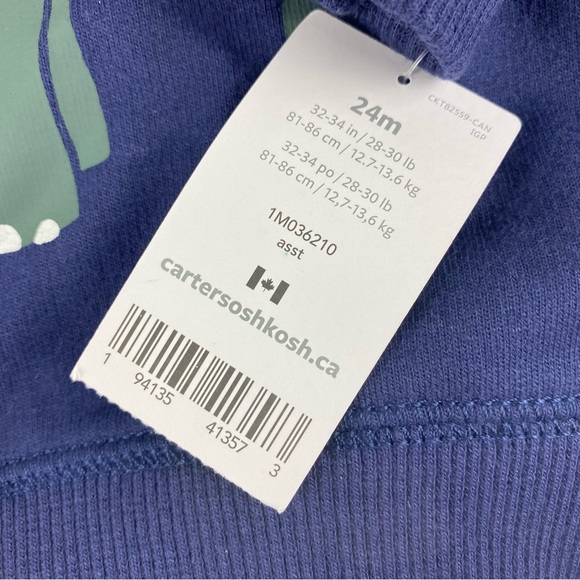 NWT Carters Dino Matching Hoodie Set - Size 24M - Picture 4 of 5